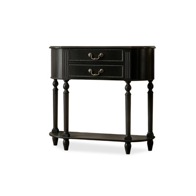 Black Solid Wood Rectangular Console Table