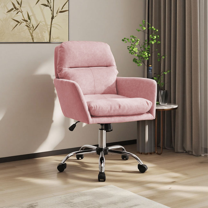 Chaise de bureau rembourrée Modern, Rose