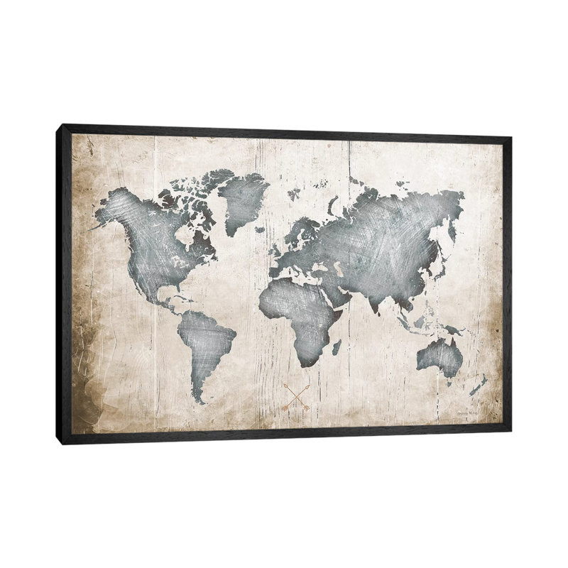 Industrial Map by Amanda Murray - Print on Canvas, 45.72cm H x 66.04cm W x 3.81cm D, Black Framed