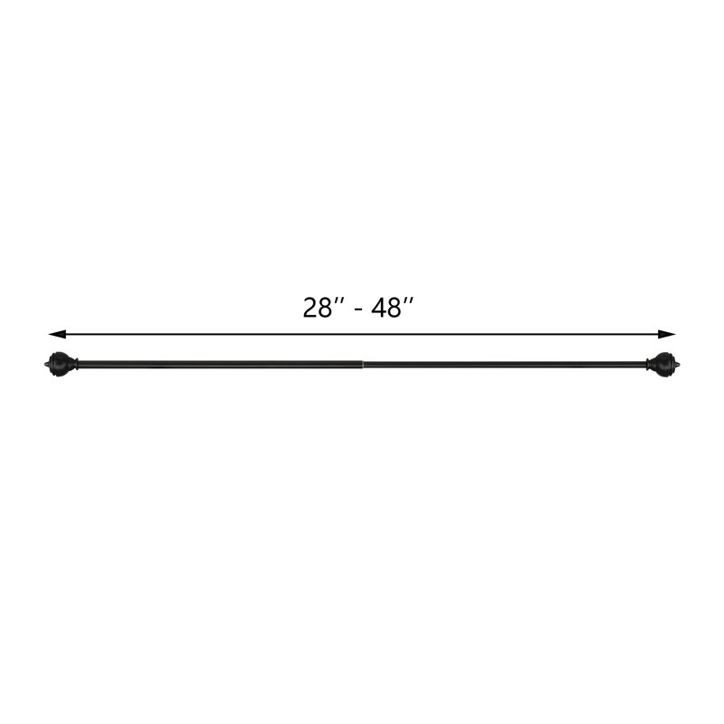 Matte Black Adjustable Curtain Pole Set, 28cm - 48cm