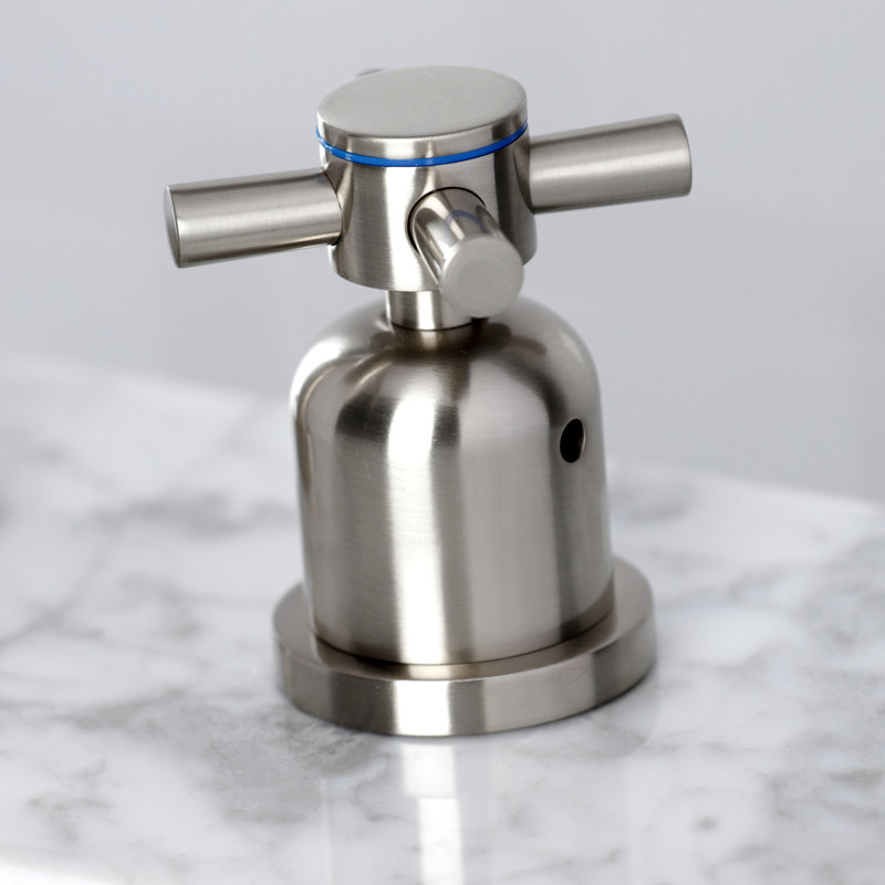 Kingston Brass Concord Two-Handle 3-Hole Deck Mount Widespread Bathroom Faucet with Brass Pop-Up Drain, Brushed Nickel