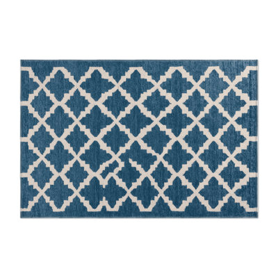Tapis bleu intérieur et extérieur Trellis