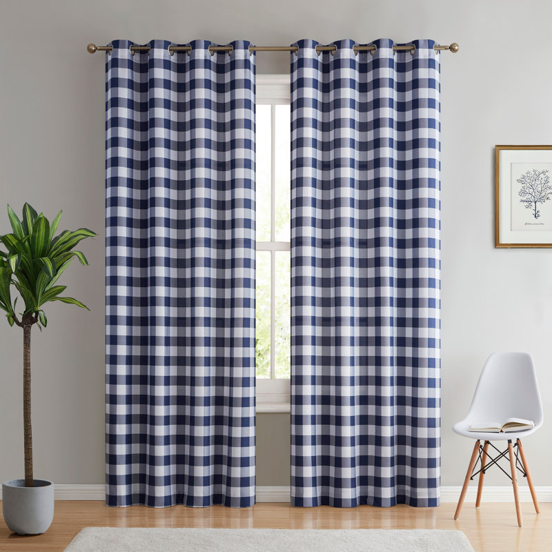 Fallbrook Polyester Light Filtering Curtain, Navy Blue, 54" W x 96" L