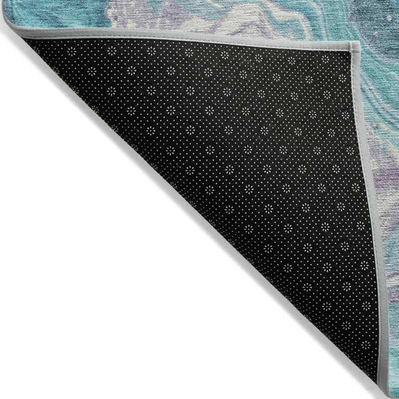 Tapis bleu sarcelle lavable à la machine intérieur / extérieur Cinead ACN1701, Rectangle 5 pi x 7 pi 6 po