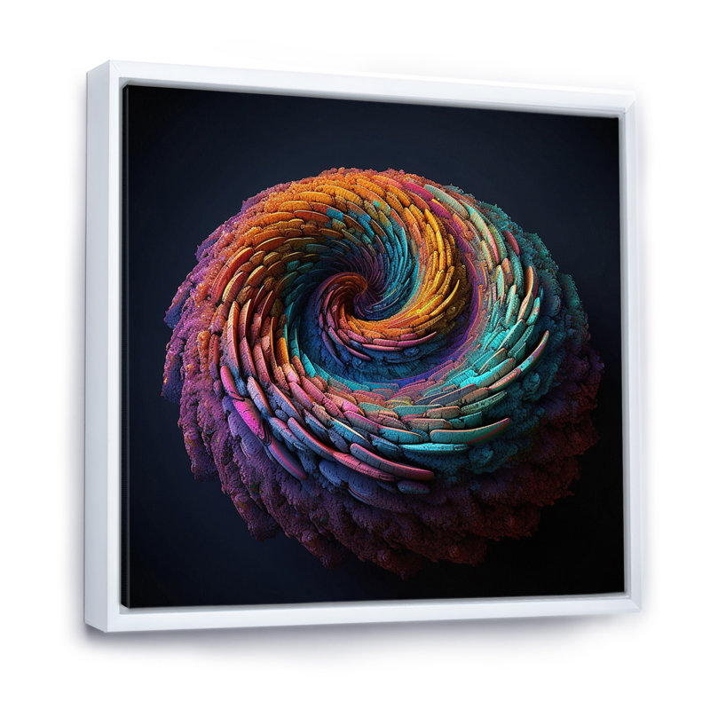 «3D Spiral Rainbow Shapes I», reproduction sur toile, 30" H x 30" W, Cadre flottant blanc