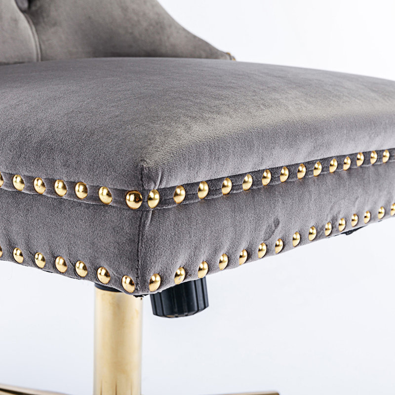 Chaise de bureau rembourrée et capitonnée, Gris