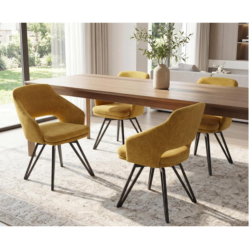 48.5cm H Upholstered Side Chair, 2, Chenille-Yellow
