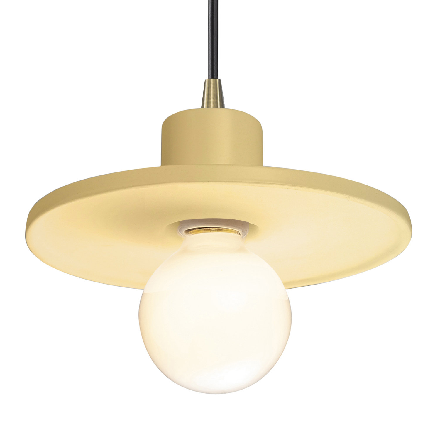 Marlena Dimmable Single Light Pendant, Muted Yellow, Antique Brass