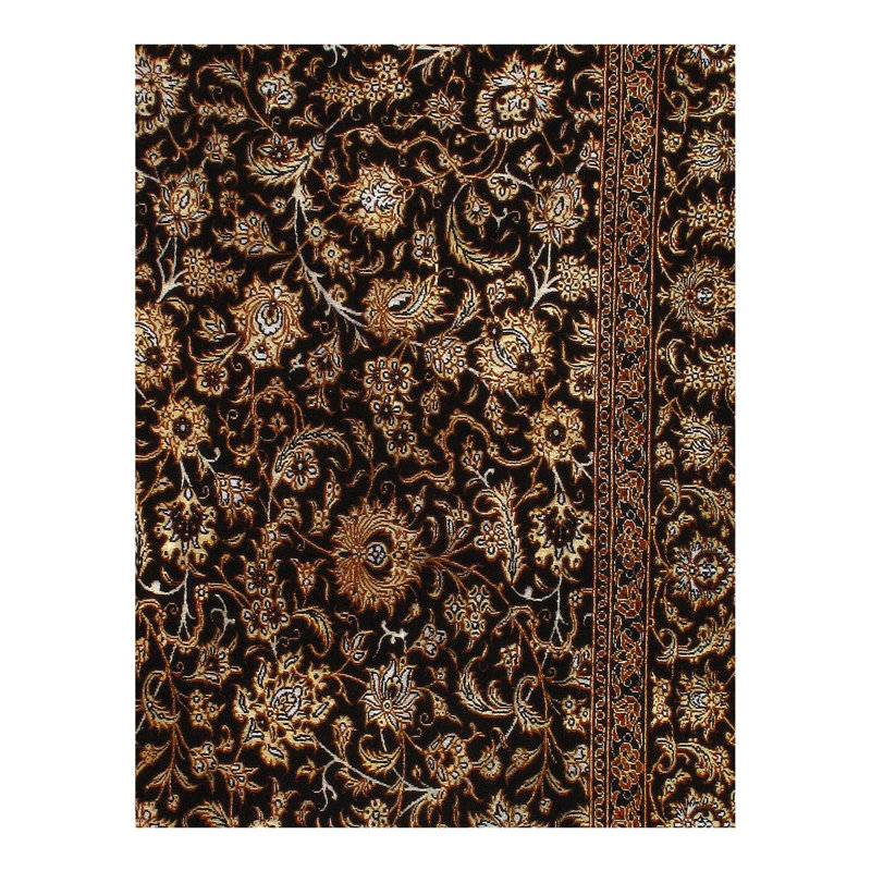 Canvello Handmade Black Silkroad Tabriz Silk & Wool Rug - 4'11'' X 6'6''