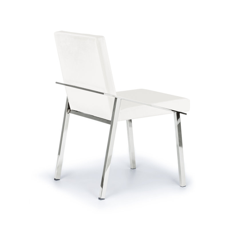 Abbondio 18.5'' H Faux Leather Upholstered Side Chair, White, Silver
