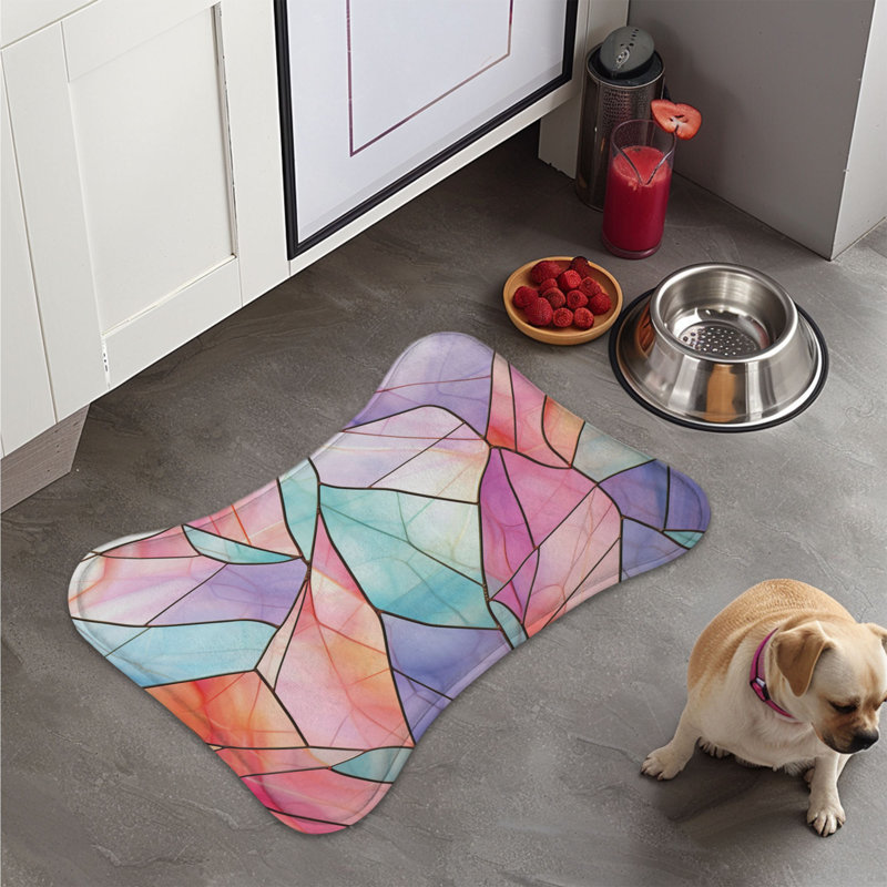 Abstract Mosaic Patterns - 1 Piece Bone Shape Feeding Mat, 18"