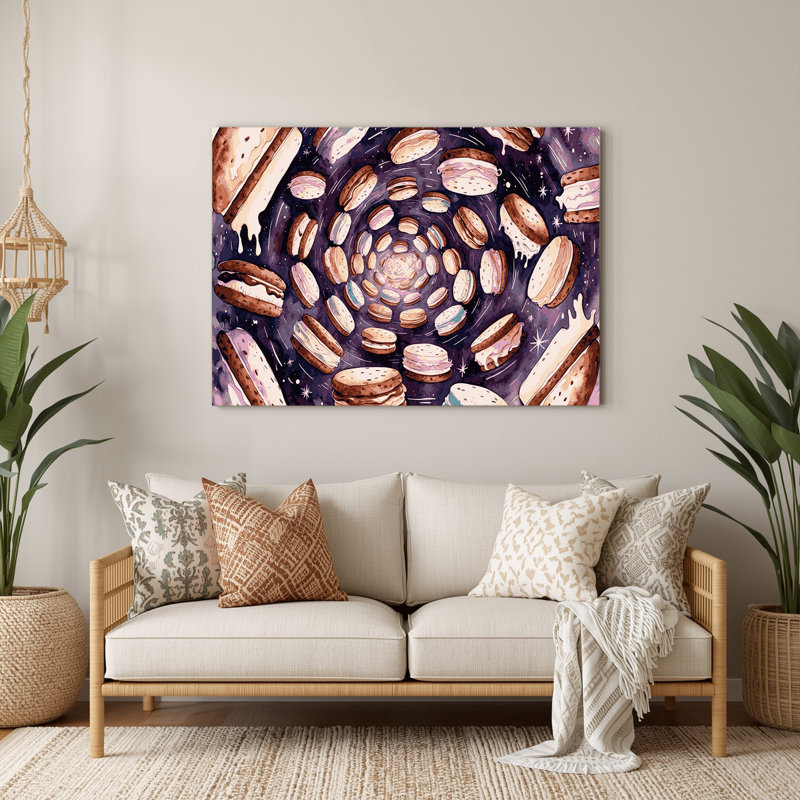 Desserts, crème glacée, sandwich, art mural en métal mauve, H 12 po x l 18 po