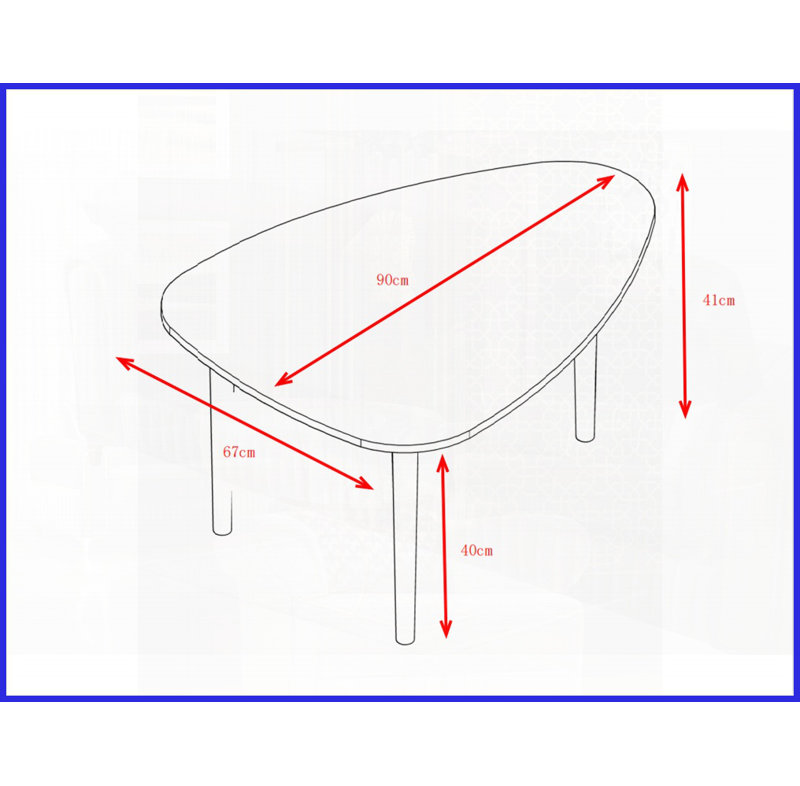 Table basse moderne en forme d'œuf pour le salon, 900 mm de large avec beaucoup d'espace, facile à assembler