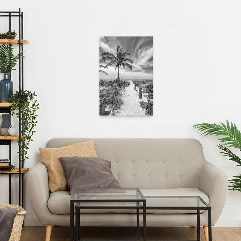 «Tropical Beach Pathway Abstract Palm Tree Coastal», reproduction d'art mural, 24" H x 16" W