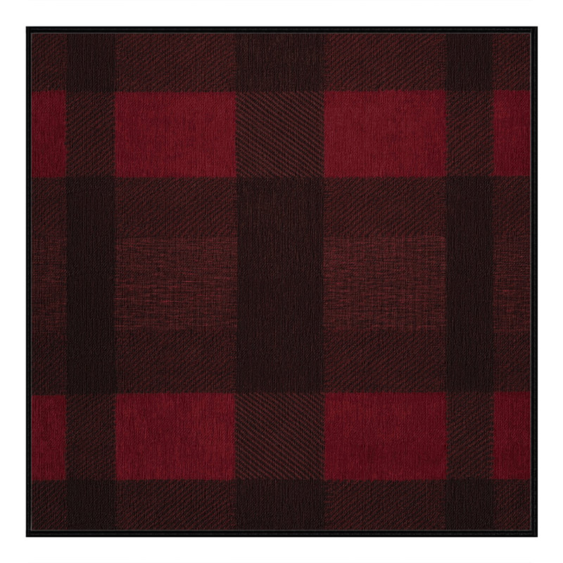 Machine Washable Checkered Black Area Rug, Square 8'