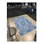Tapis rond bleu à motif de losanges lavables-1702710499