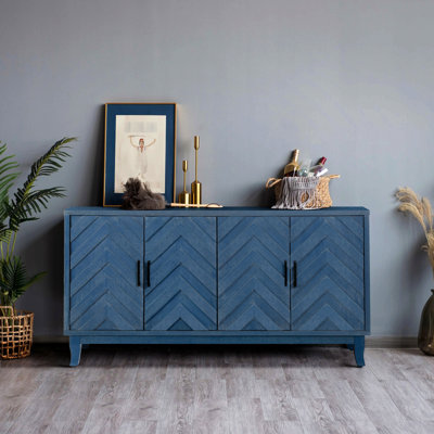 Armoire laquée en bois à 4 portes pour la décoration intérieure avec portes et solutions de rangement pratiques