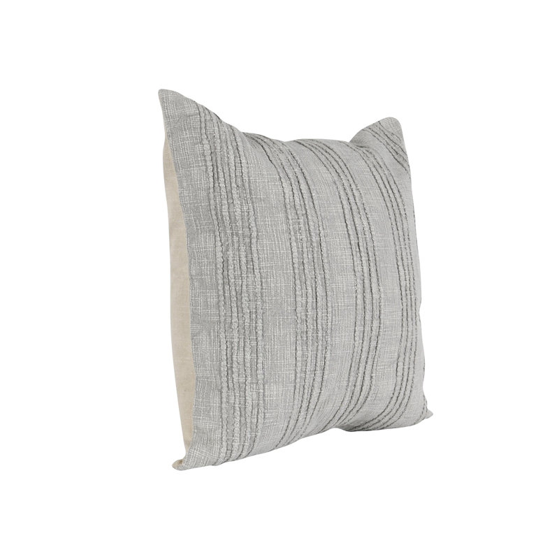 Square Pillow Cover & Insert, Gray Striped