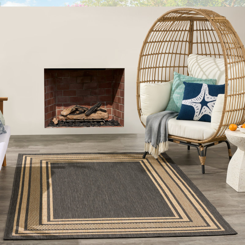 Horizon Indoor/Outdoor Modern Rug, Rectangle 5' x 7', Charcoal