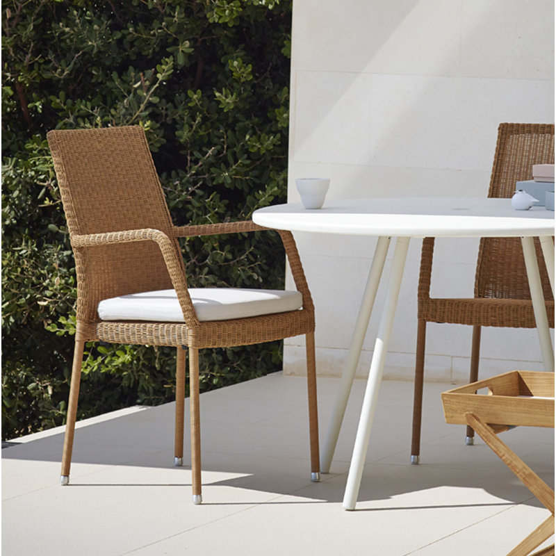Newman Stacking Patio Dining Armchair with Cushion, Gray