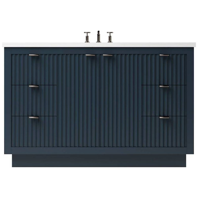 Lecrieú Single Extra Wide Bath Vanity, Champagne Bronze, 48", Hague Blue