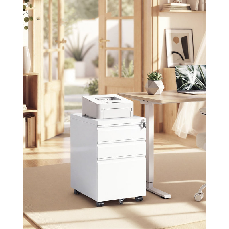 50cm Wide 3 -Drawer File Cabinet, Matte White