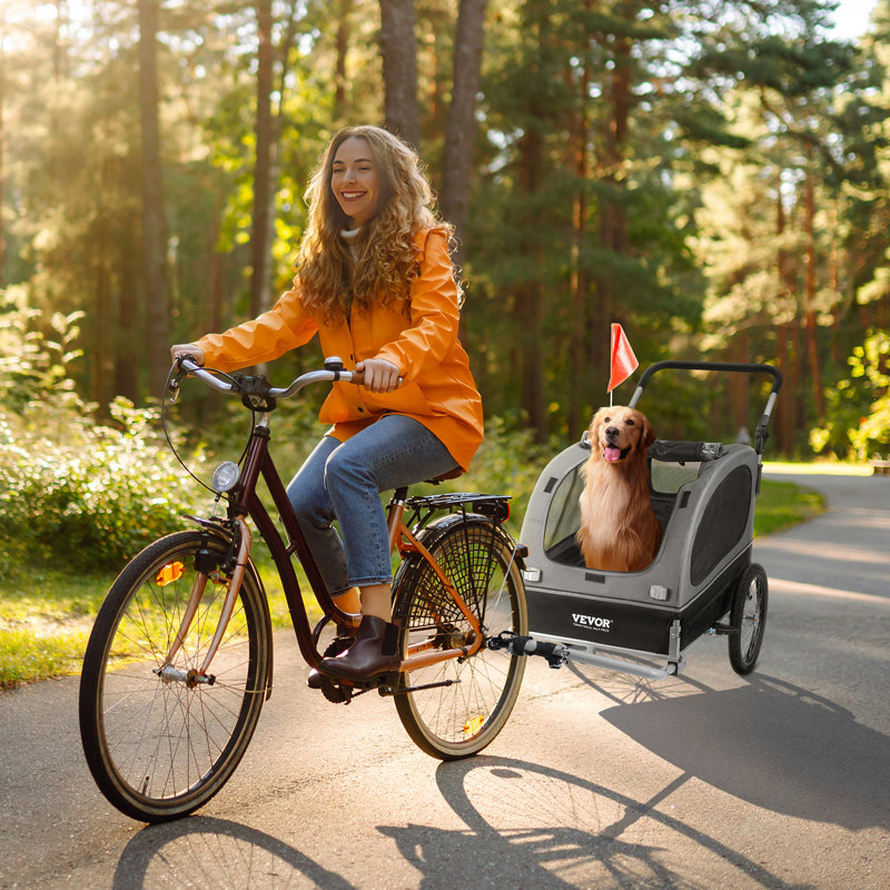 Remorque de vélo pour chien, supporte jusqu'à 88 lb, chariot de transport pour poussette 2 en 1
