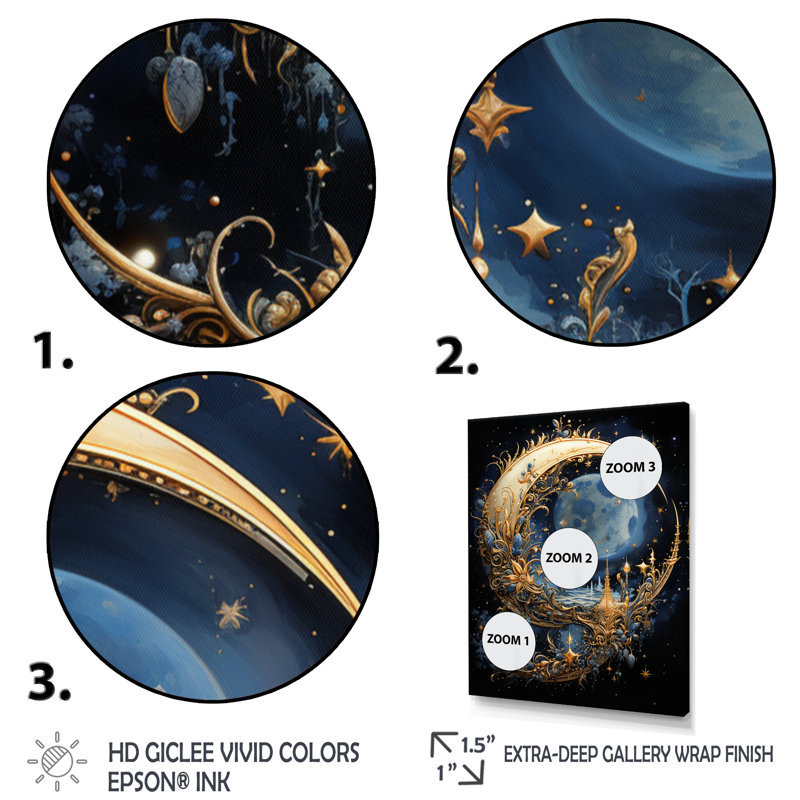 Art de l'Islam, croissant de lune II - Art mural, Cadre simple noir, H 20 po x l 12 po x P 1 po