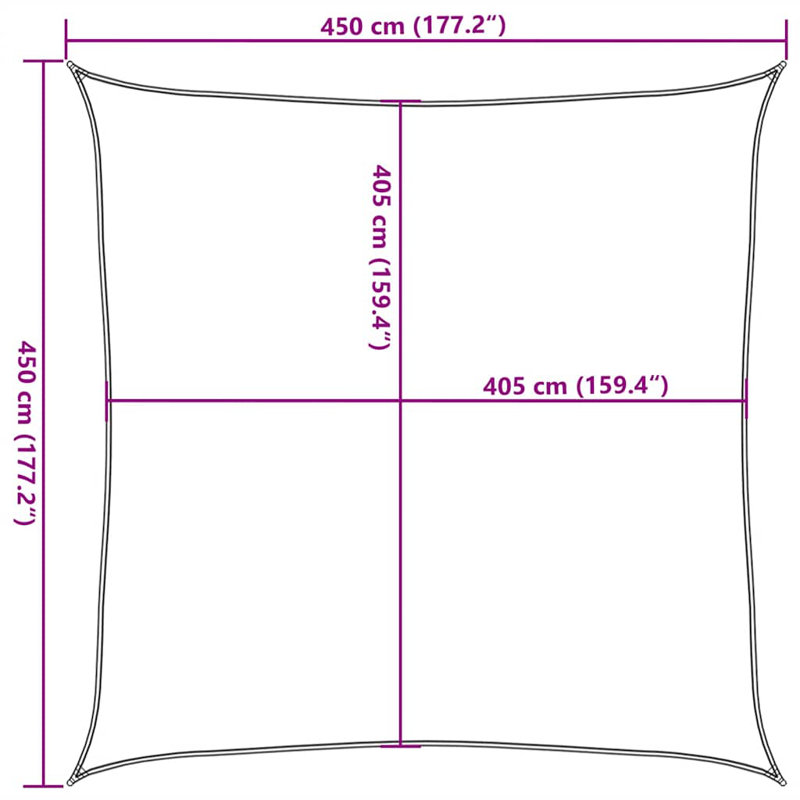 4.5m x 4.5m Square Shade Sail