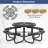 45" Coated Steel Camping Table Outdoor Round Picnic Table & Bench Set For 8