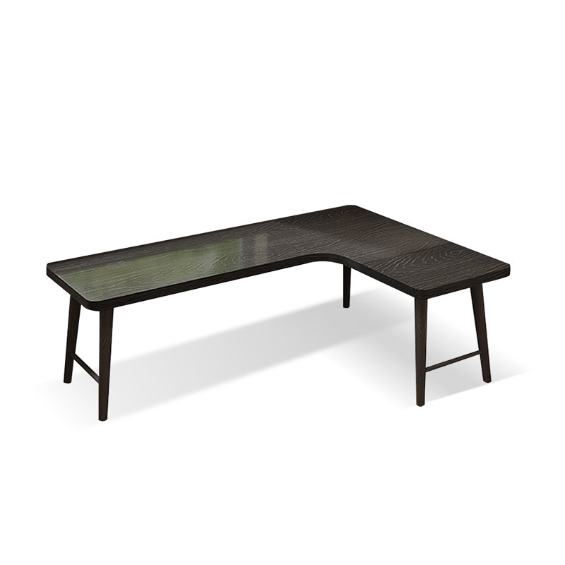 Black Rectangular Solid Wood desks, Right Hand Return, 29.53" H x 70.87" W x 47.24" D