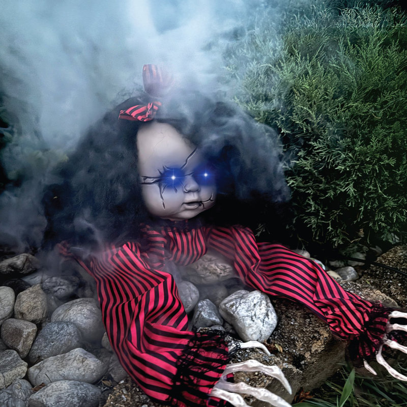 Haunted Hill Farm, poupée animée hantée animée avec lumières et son, décoration d'Halloween d'intérieur ou d'extérieur couverte