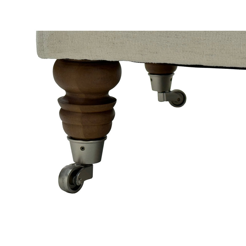 Celeste Upholstered Ottoman, Ivory Crypton Performance; 0886-91, Aged Barrel
