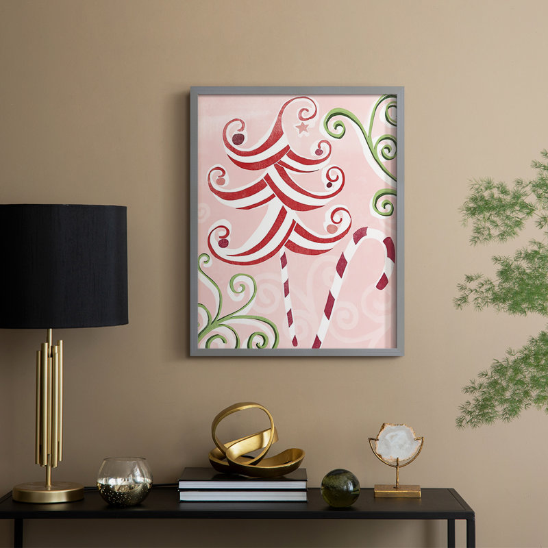 «Candy Cane Holiday I», reproduction encadrée - bois massif, H 30 po x l 24 po, Cadre gris