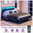 Bed Frame with Headboard, Metal Platform bed with LED Lights, Power Outlets & Under-Bed Storage-796309728