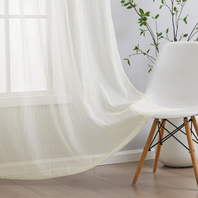 Crinkle Rod Pocket Sheer Curtain Pair