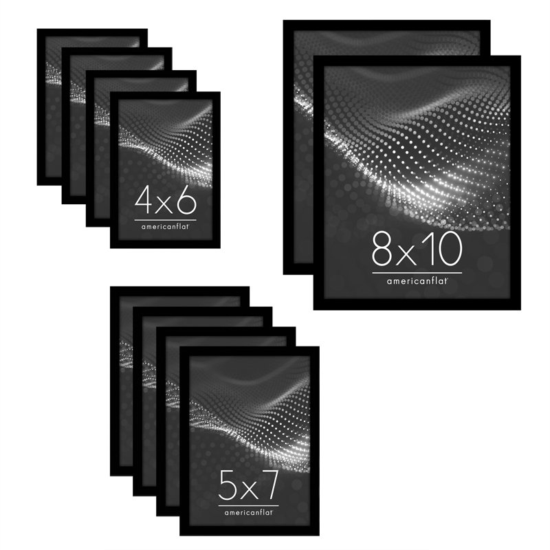 Ensemble de cadres photo 10 pièces - Ensemble de cadres muraux galerie avec deux cadres 8 x 10, 4 x 5, Black