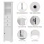 Grande armoire de salle de bain blanche, armoire de rangement autoportante avec 3 tiroirs et tablette réglable, panneau de fibres à densité moyenne avec finition peinte