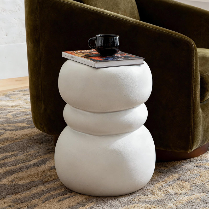 33x47cm Side Table Organic Magnesium Sofa Table, White
