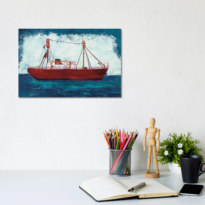 Nantucket Lightship Navy by Melissa Averinos - Wrapped Canvas Painting, 20.32 cm H x 30.48 cm W