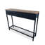 Console rustique brune avec trois tiroirs et tablette inférieure en métal-1347046691