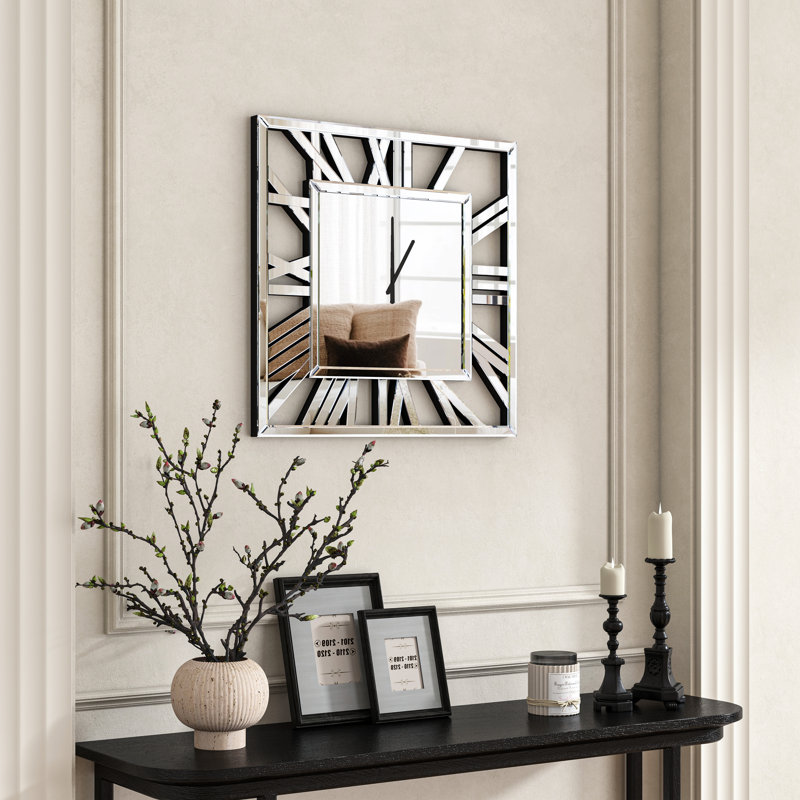 Jeni Square Glass Large Wall Clock, 23.62" H x 23.62" W x 1.38" D