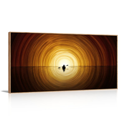 Sunset Kayak Canvas Wall Art Oil Painting Print Set Of 1
