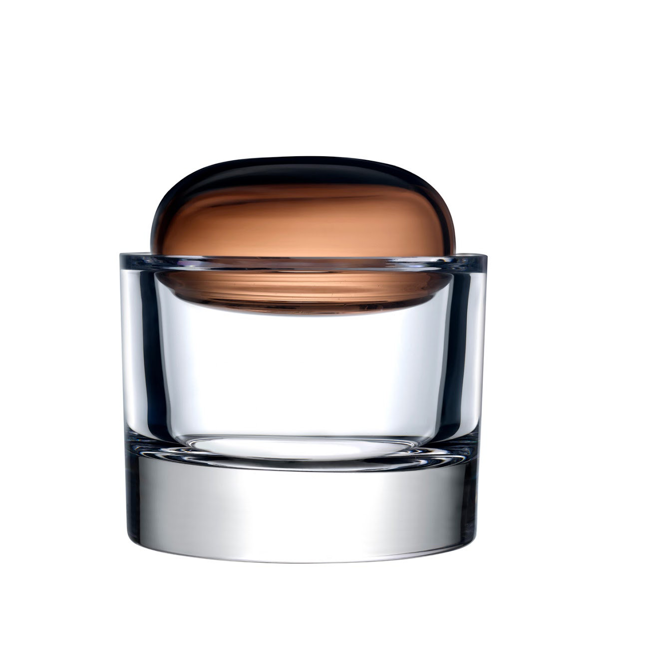 Ecrin Lead Free Crystal Jar, Caramel, 7.2" H x 5.7" W x 5.7" D