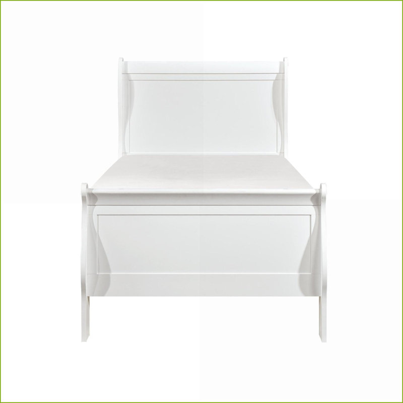 Structure de lit simple en bois Louis Philippe - Finition blanche pour chambre à coucher