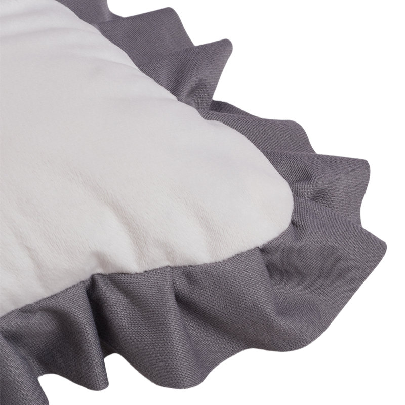 Crown-Shaped Tufted Headboard Pillow, 150 cm W x 10 cm D, 60 cm, Pearl White/Dark Grey