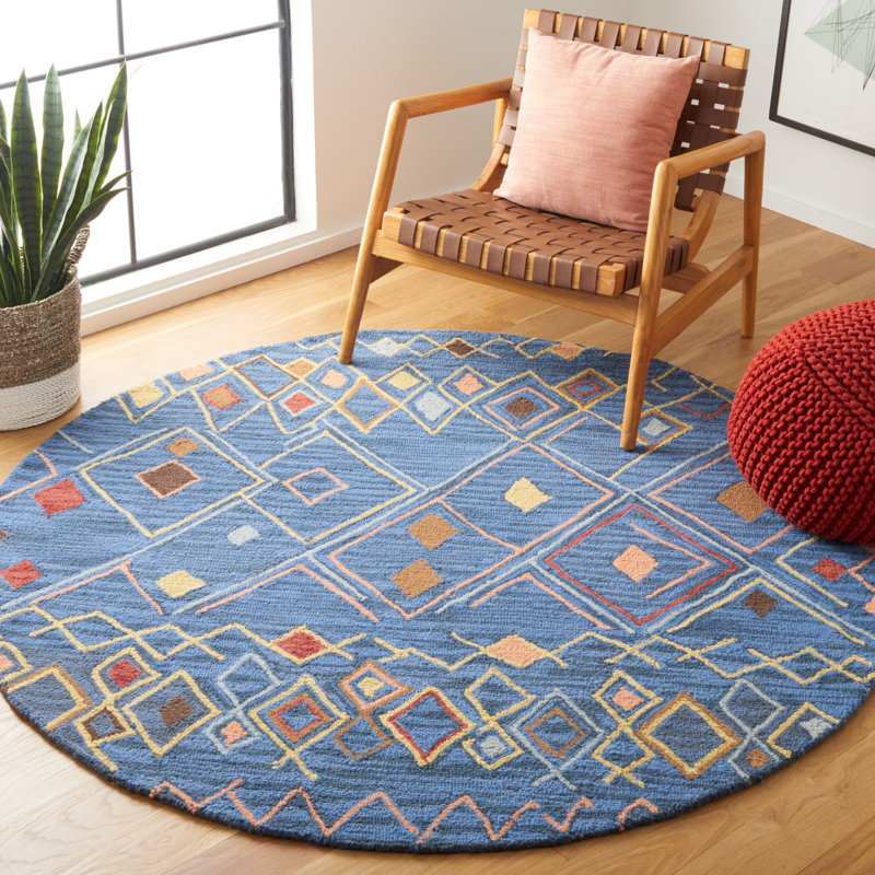 Renfrow Hand Hooked Wool And Cotton Southwestern Rug, Round 6'