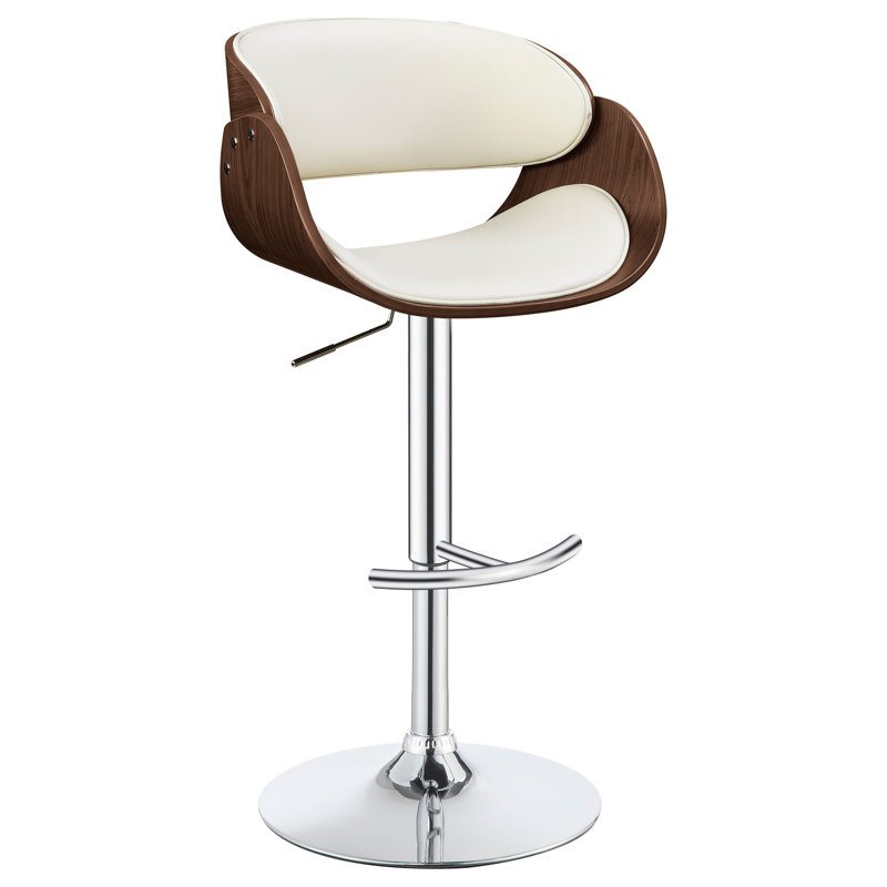 Tabouret de bar réglable noir et chrome Dana, Blanc