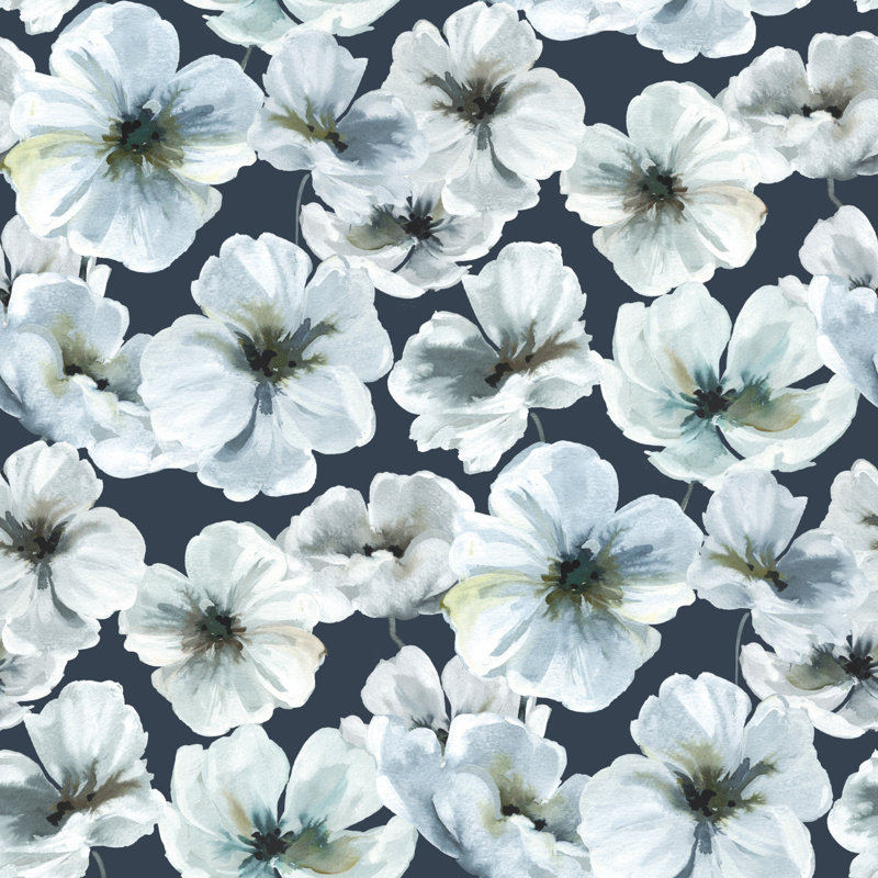 Peel & Stick Floral Roll, Navy