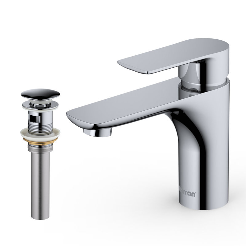 Robinet de salle de bain monocorps à poignée simple avec drain escamotable Karran Kayes, Chrome